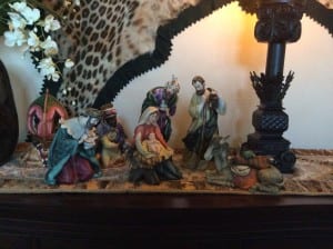Nativity scene that my Parents gave me more than 10 years ago. I love this one too! We have two additional nativity sets that I still need to set out. One is from Africa and one is from Guatemala, purchased on trips while there.