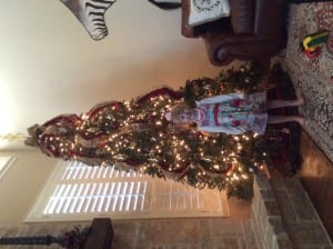 The big tree in the main area of our house. Amazingly the twins are listening and not destroying it this year. They have taken ornaments off, but I ask them firmly yet nicely to put them back and they do!