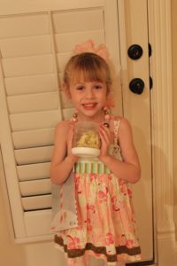 Brielle with the snow globe we completed.